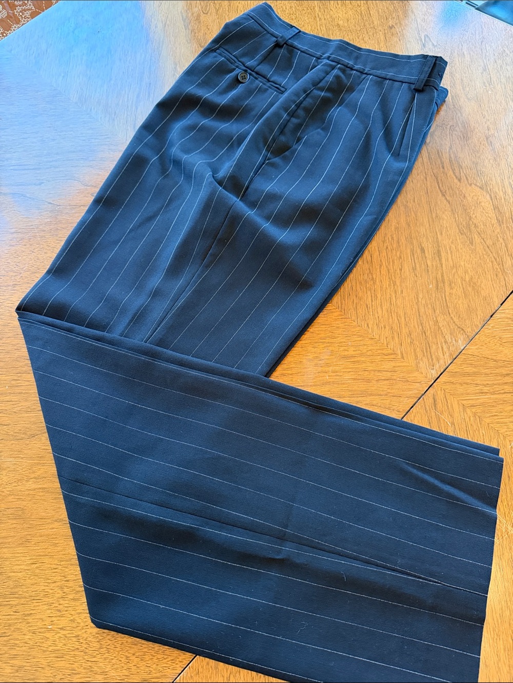 Lauren Ralph Lauren Black Pinstripe 100% Wool Trousers